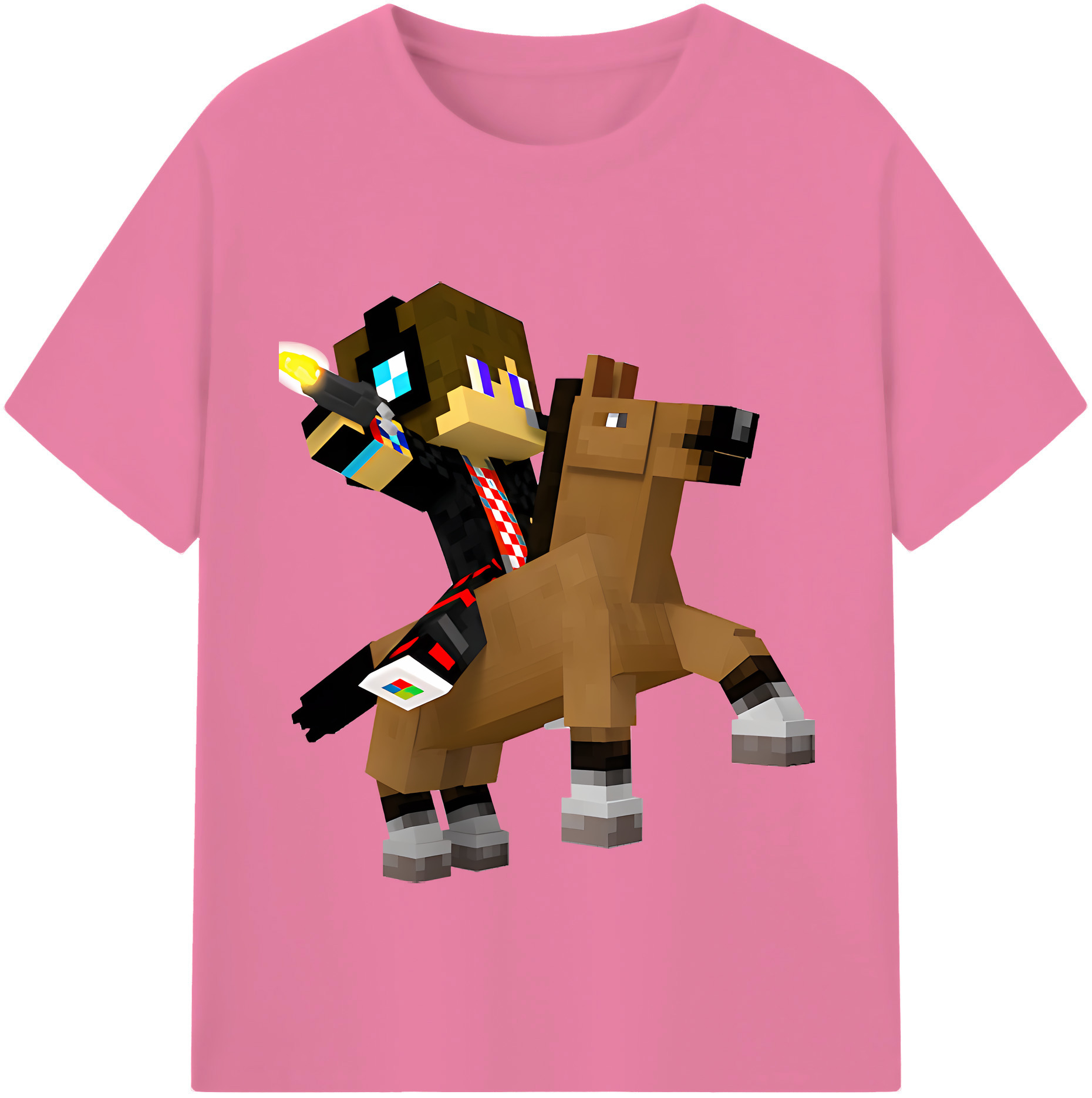 （画像用） マインクラフト ブロックの世界 Minecraft MC Block world 綿100％半袖Tシャツ（フロントプリント）